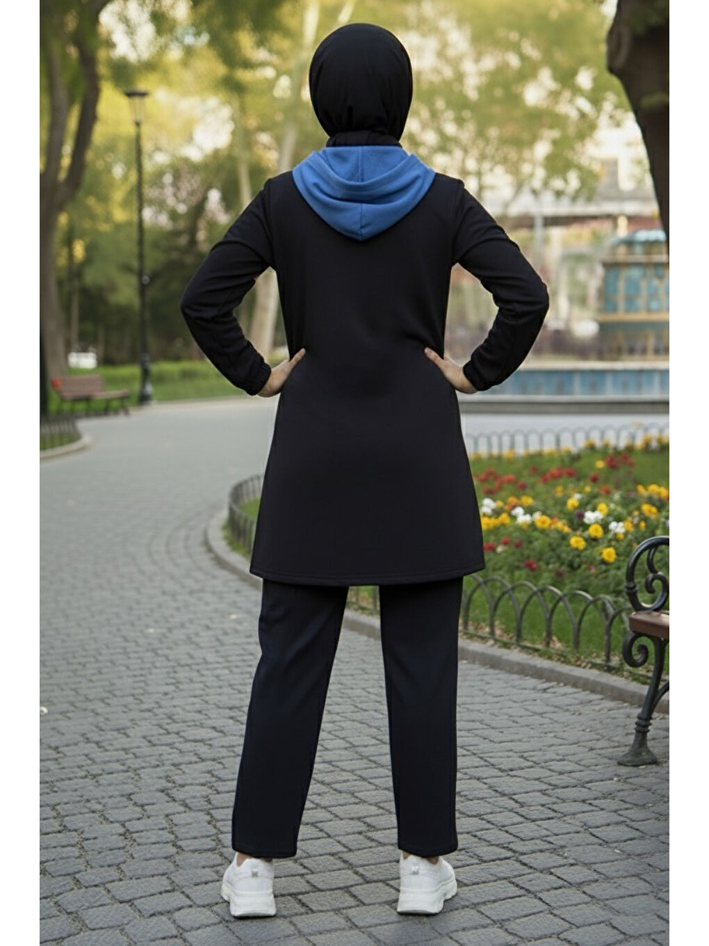 İndigo Garnili Fermuarlı İki İplik Tunik Pantolon Indigo - 13107-INDIGO-2