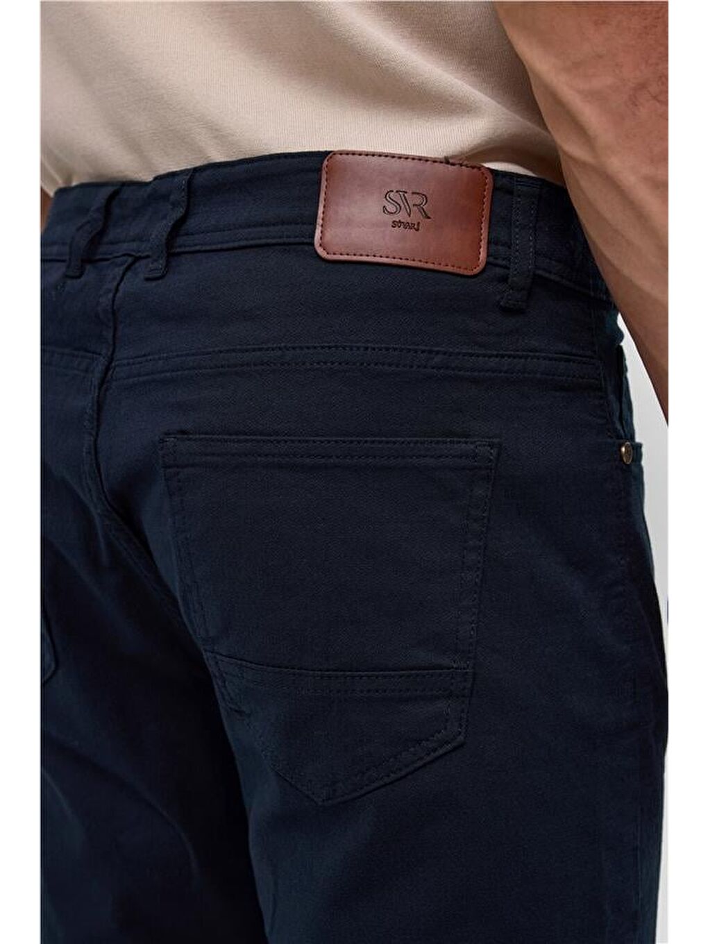 Lacivert Slim 5 Cep Kalıp Armürlü Pantolon-5