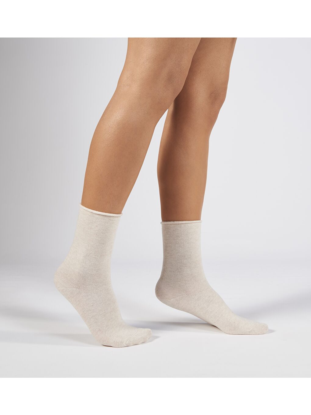 Karışık 3'lü Paket Pamuklu Lastiksiz Dikişsiz Kadın Soket Çorap 36-41-2