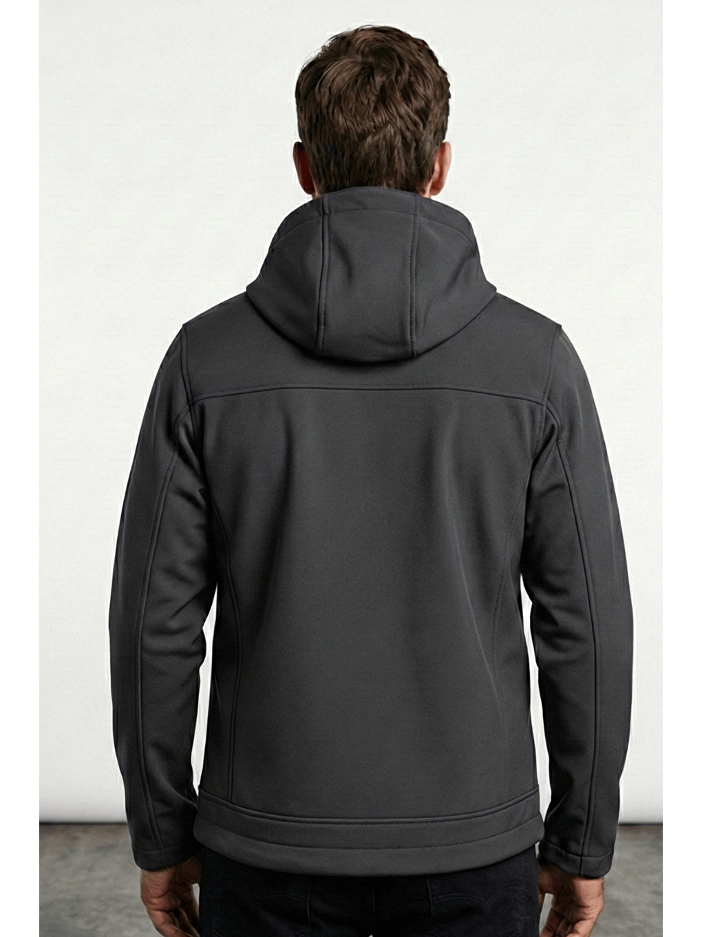 Gri Erkek Mont İçi Polarlı Softshell Mont Su ve Rüzgar Geçirmez Kapüşonlu Spor Mont-2