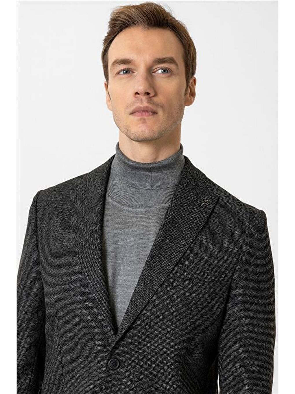 Siyah Slim Sivri Yaka 6 Drop Ceket-2