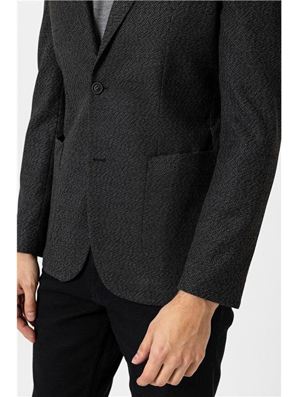 Siyah Slim Sivri Yaka 6 Drop Ceket-3