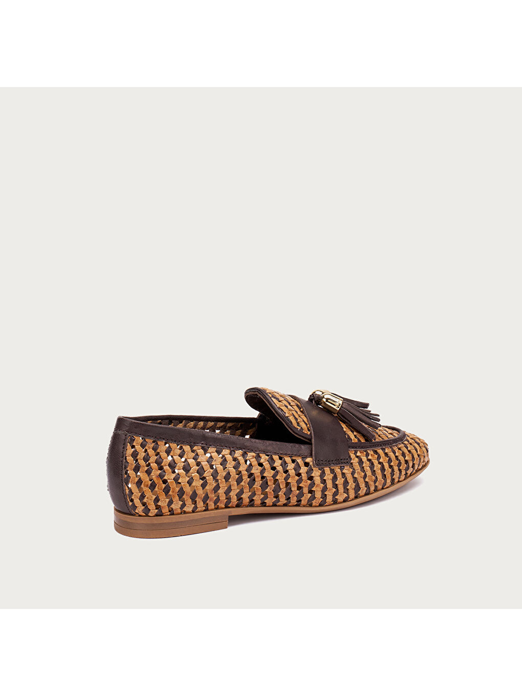 Kahverengi Kadın Klasik Ayakkabı 95V6 WOVEN LEATHER LOAFERS WITH TASSELS-2