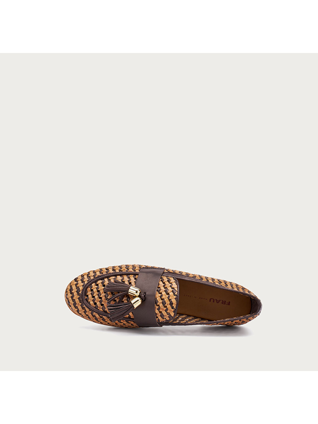 Kahverengi Kadın Klasik Ayakkabı 95V6 WOVEN LEATHER LOAFERS WITH TASSELS-3