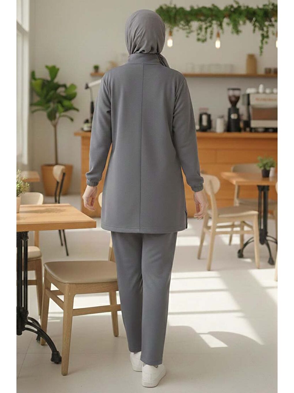 Gri Fermuarlı Modal İkili Takım Füme - 1013-FUME-2