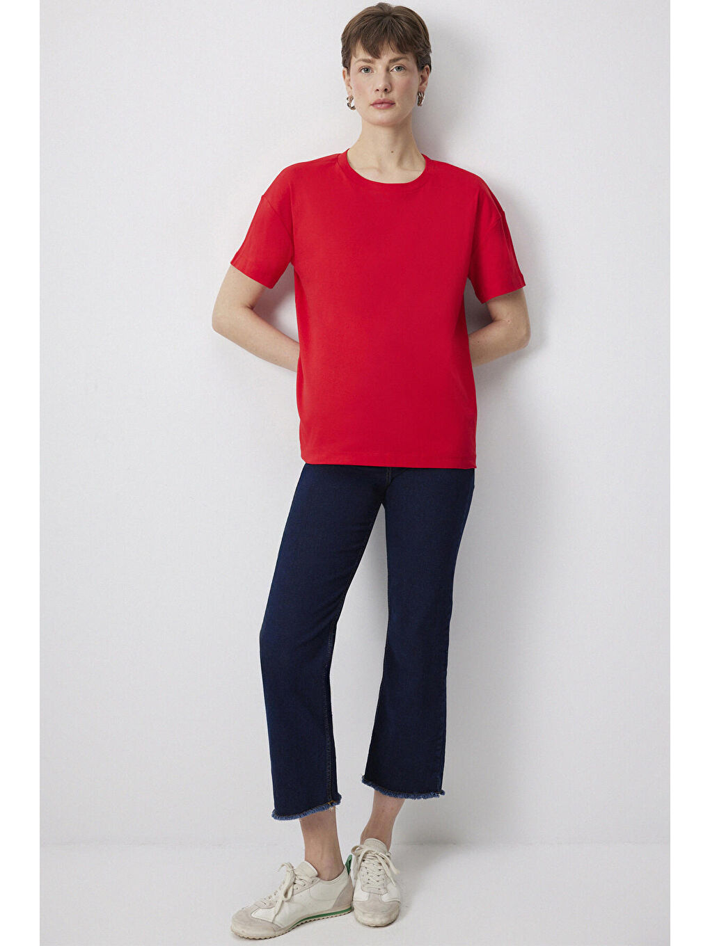 Kırmızı Pamuklu Kısa Kol Tshırt-1