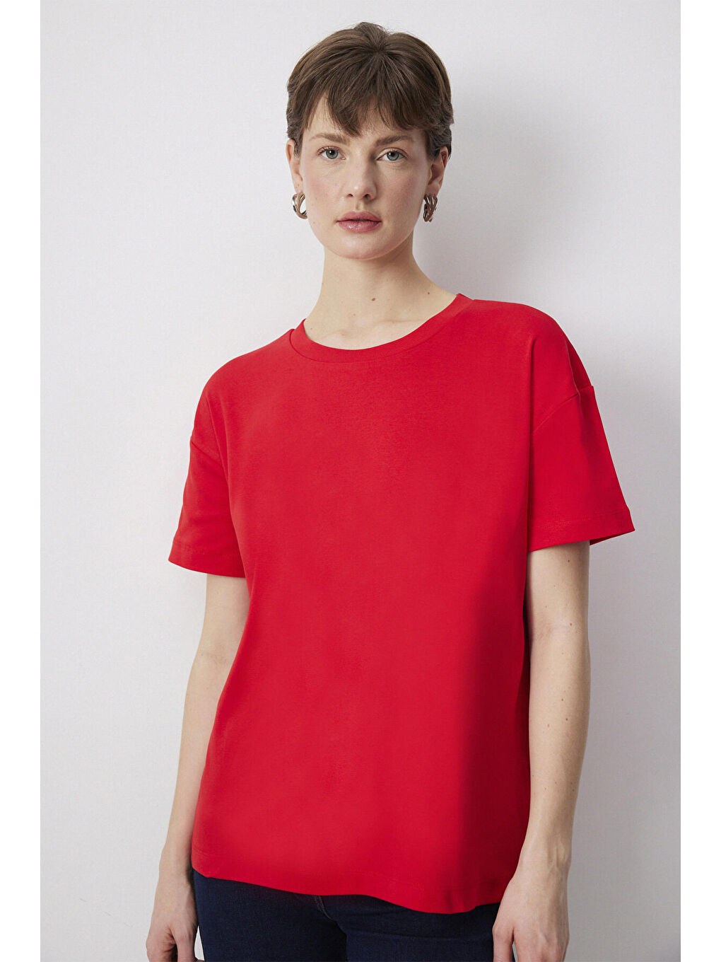 Kırmızı Pamuklu Kısa Kol Tshırt-3