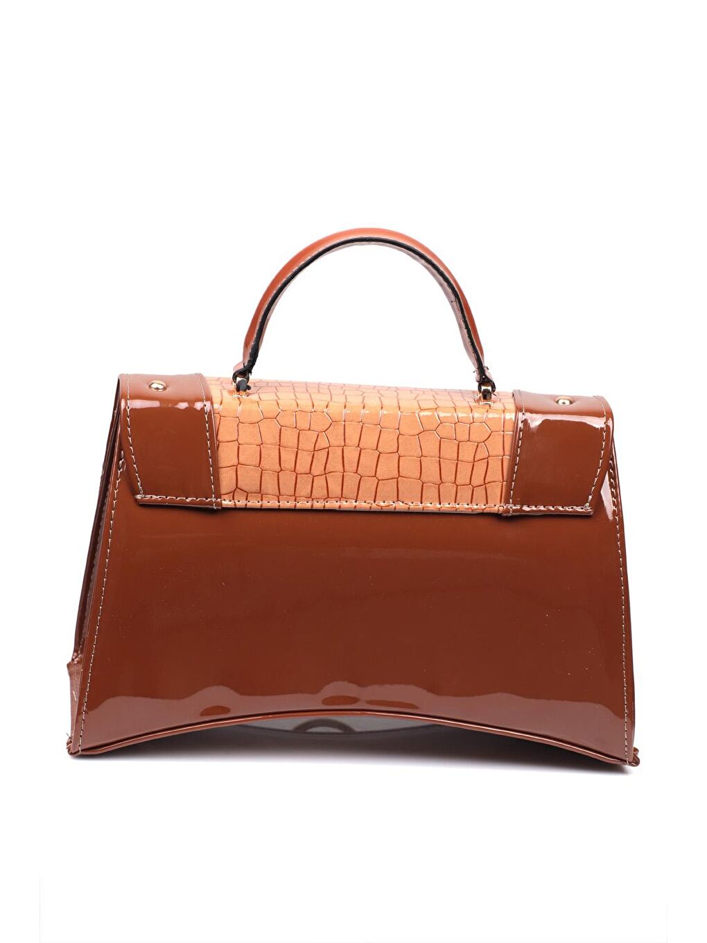 Kahverengi Küçük Kroko Desenli Solo Kadın Çanta-2