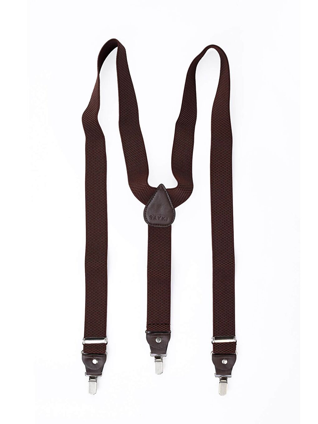 Kahverengi Petek Desenli Pantolon Askısı-1