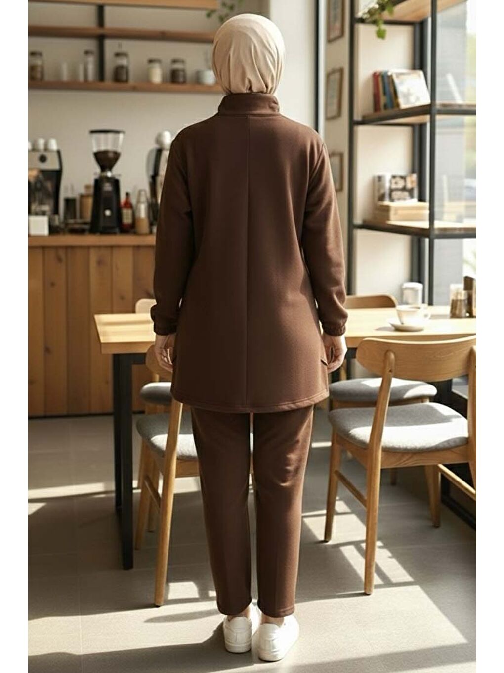 Kahverengi Fermuarlı Modal İkili Takım Kahve - 1013-KAHVE-2