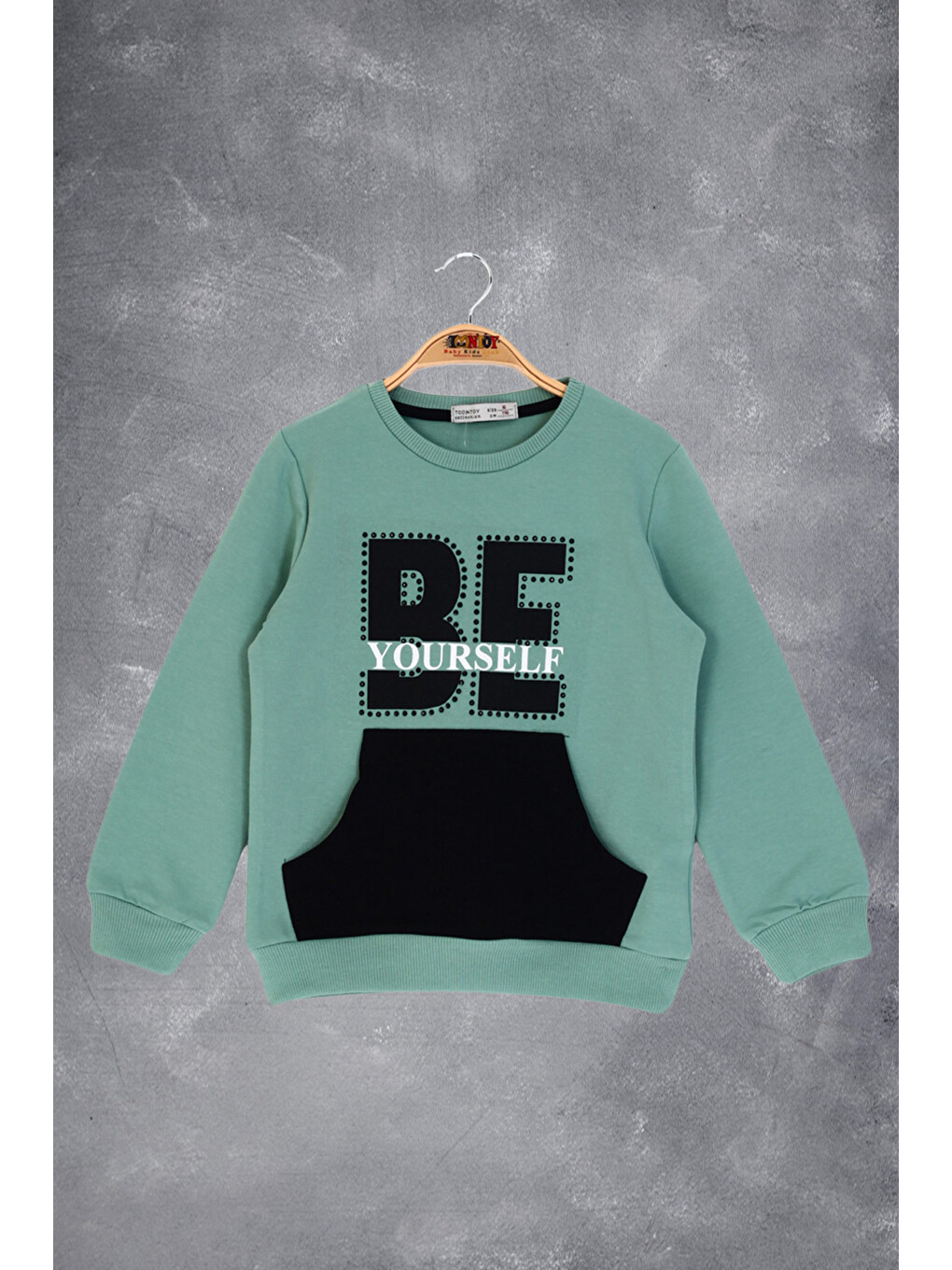 Yeşil Kız Çocuk Be Yourself Baskılı Sweatshirt-1