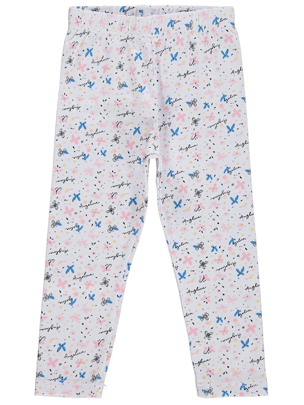 Girls Kelebek Desenli 2-5 Yaş Tayt - Kırık Beyaz