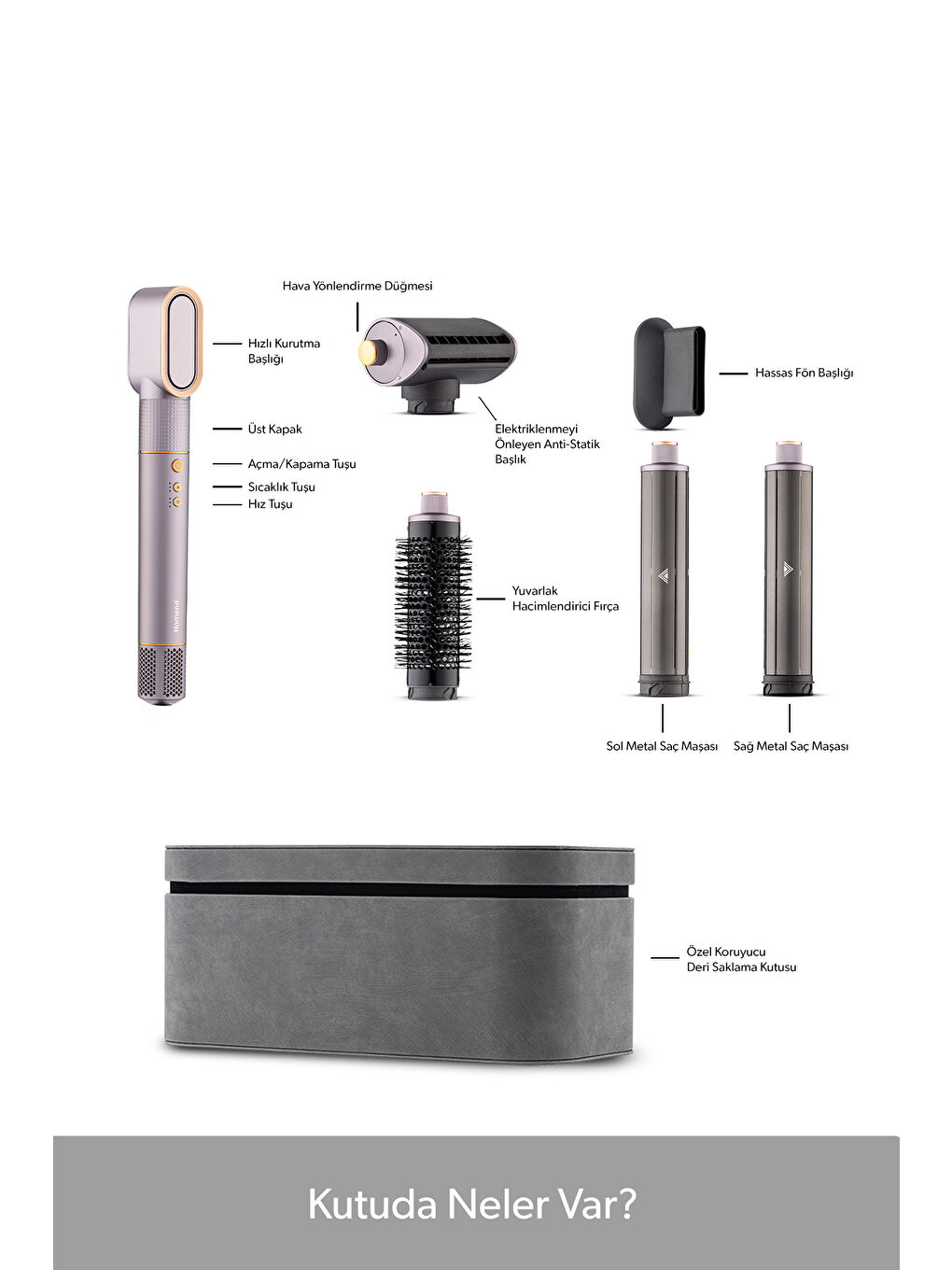 Hairmony 4606h Plus Saç Kurutma ve Şekillendirme Seti Mor-1