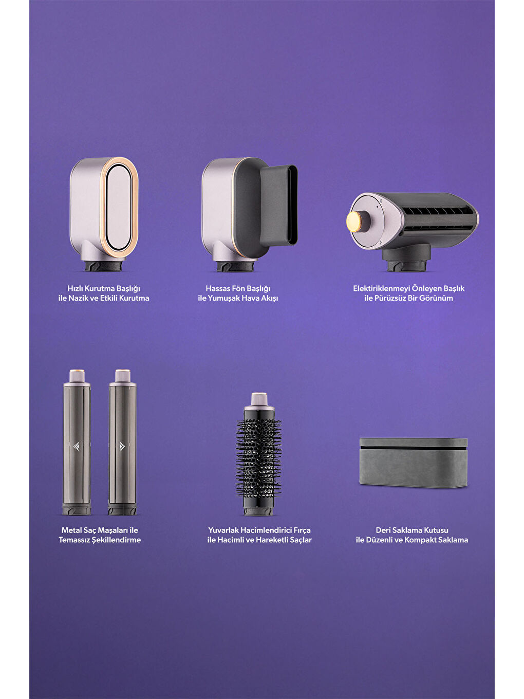 Hairmony 4606h Plus Saç Kurutma ve Şekillendirme Seti Mor-2