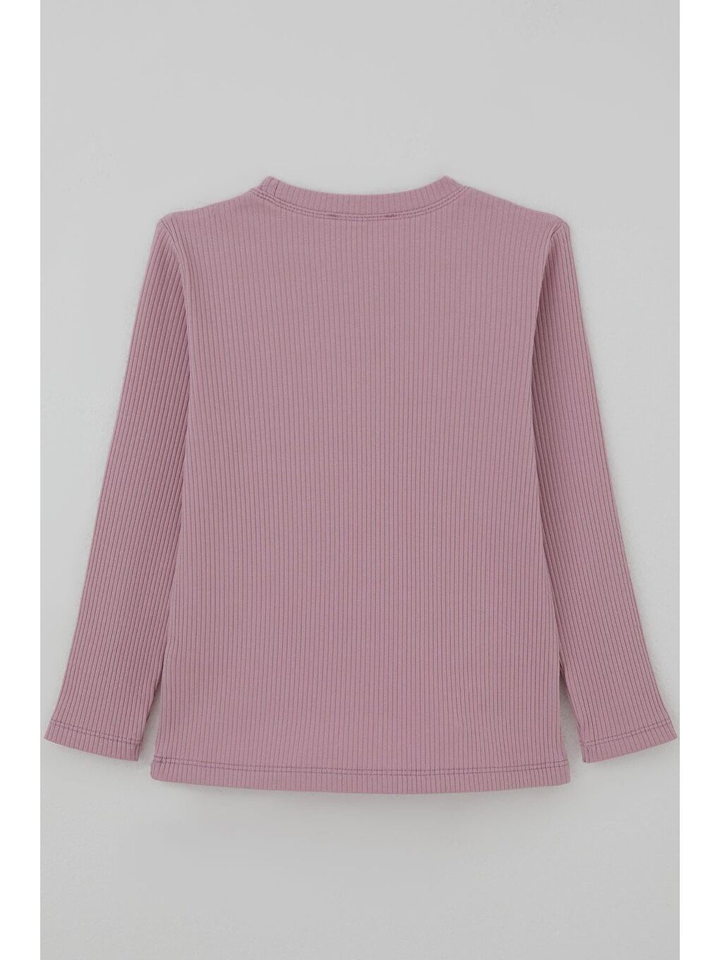 Pembe Kız Çocuk Uzun Kollu Tişört Taşlı Işıltılı Ayıcık Aplike Armalı Gülkurusu (5-10 Yaş)-1