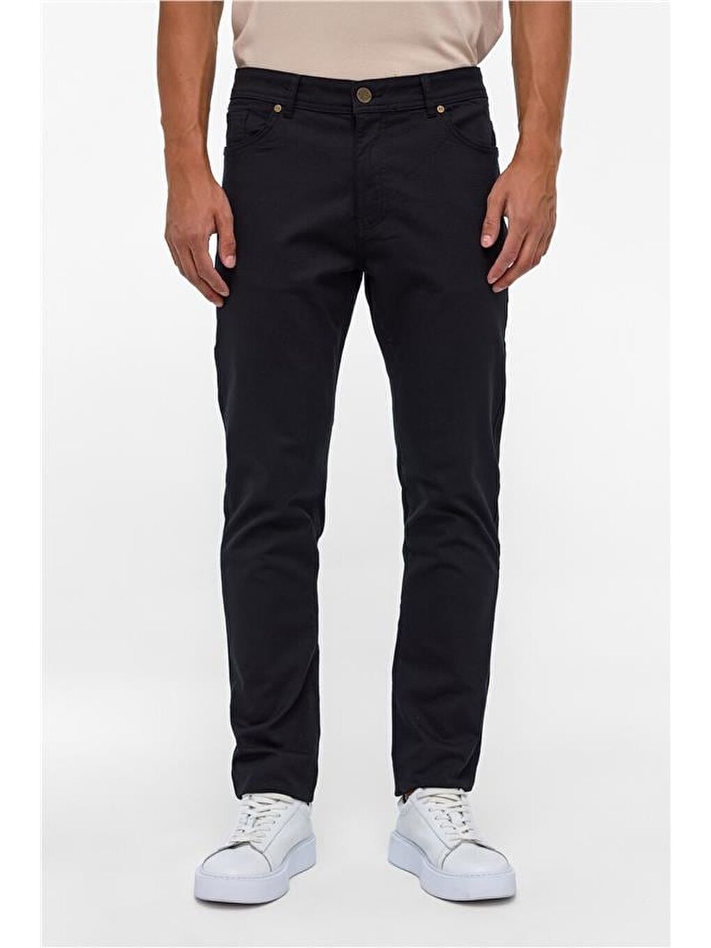 Siyah Slim 5 Cep Kalıp Armürlü Pantolon-1