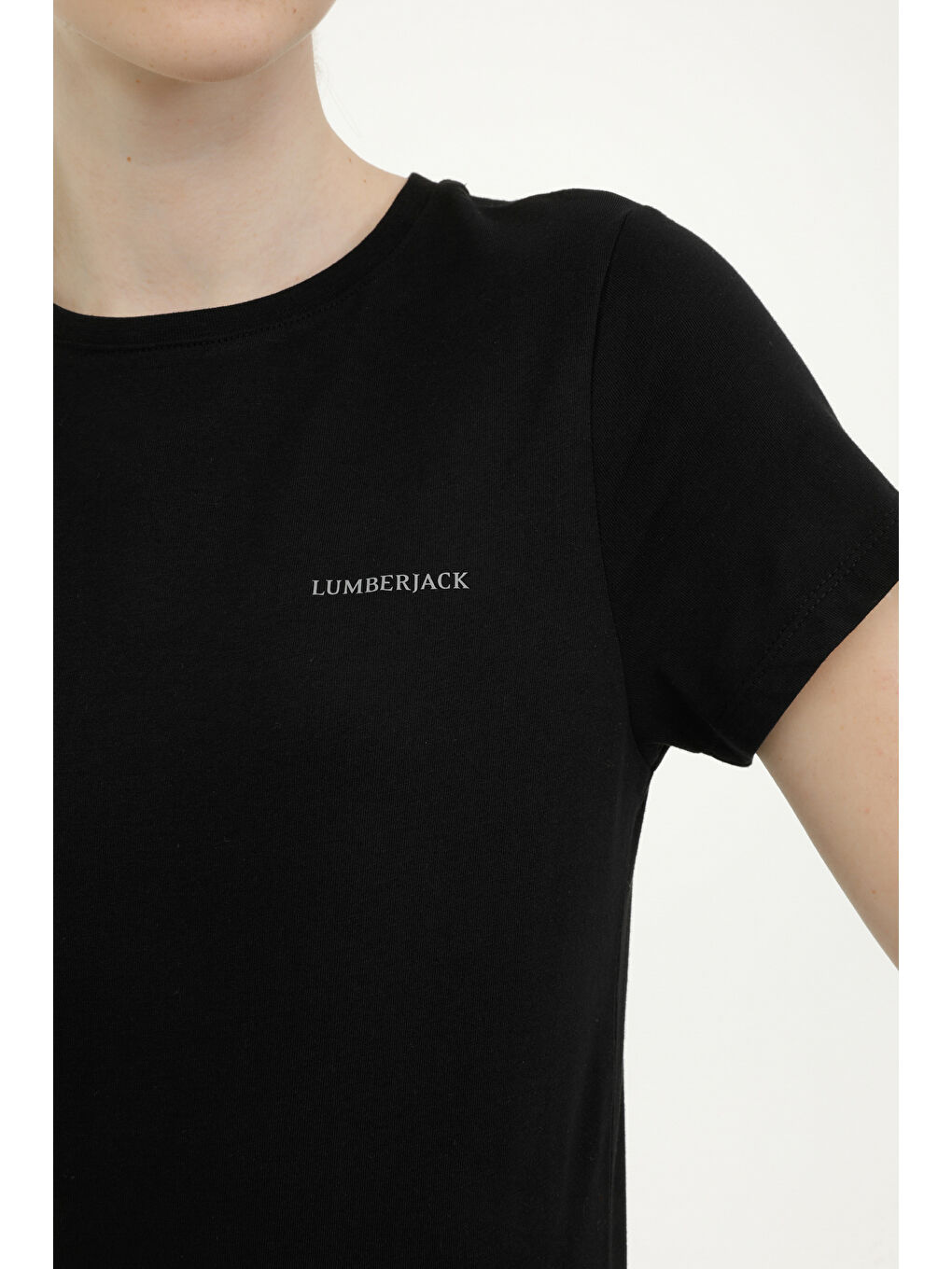 W-CT122 BASIC C NECK T-SH Siyah Kadın Kısa Kol Tişört-3