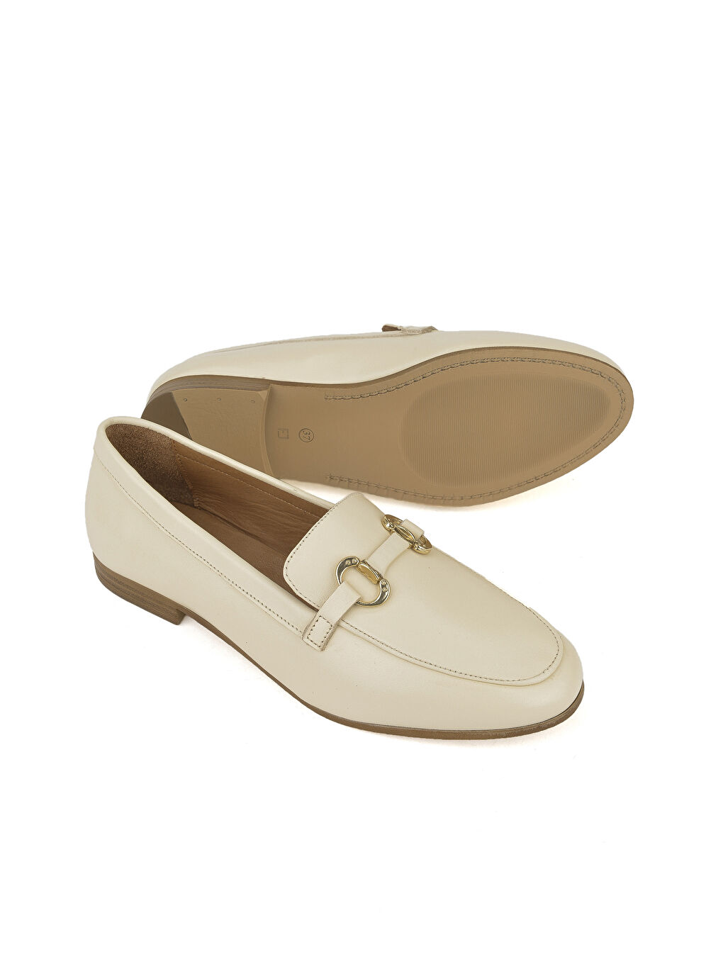 Ekru Hakiki Deri Kadın Ayakkabı 1411033Z24072 Krem-1