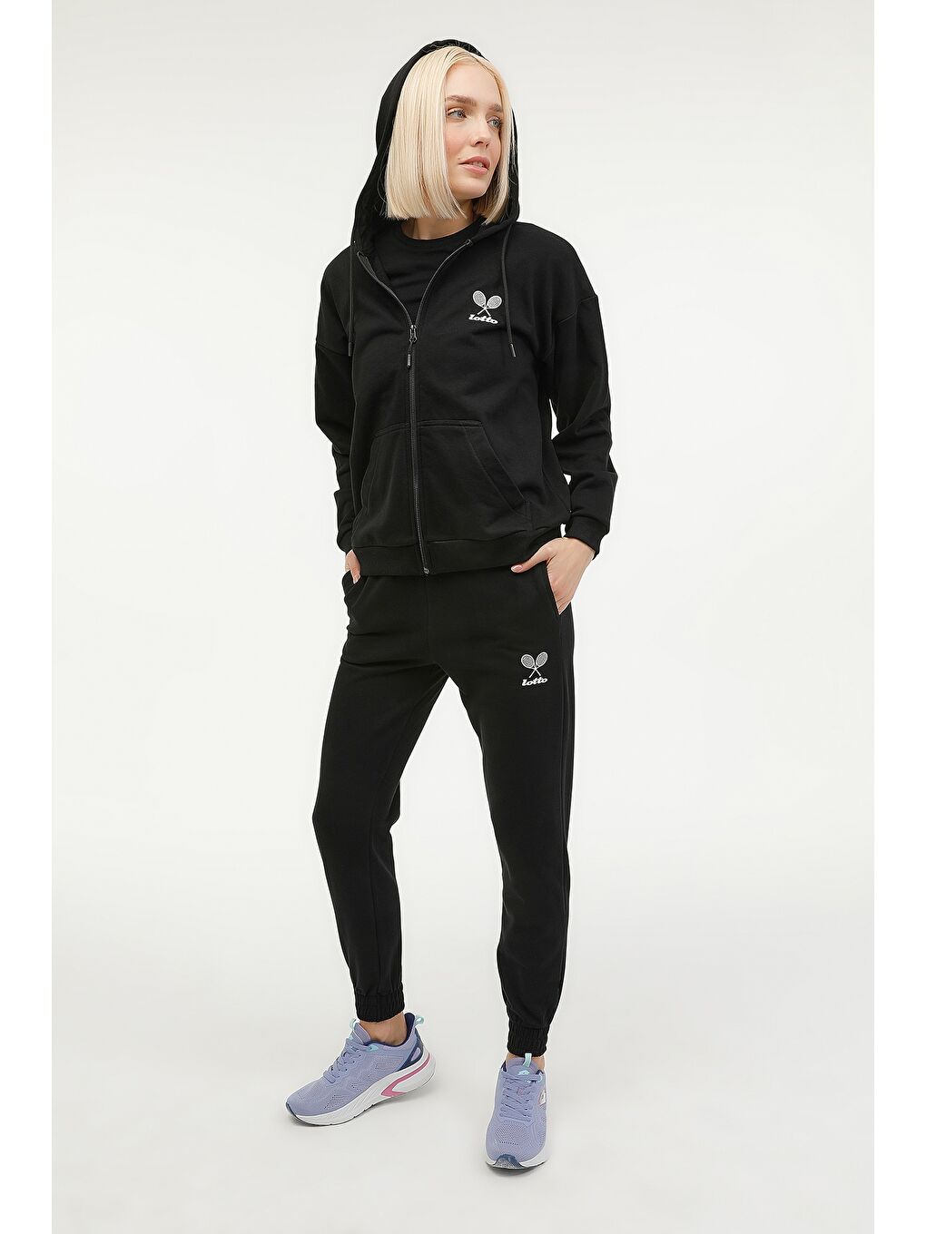 LOTTO Siyah W-ANITA FULL ZIP HOODIE 2 Siyah Kadın Eşofman Üstü - 4