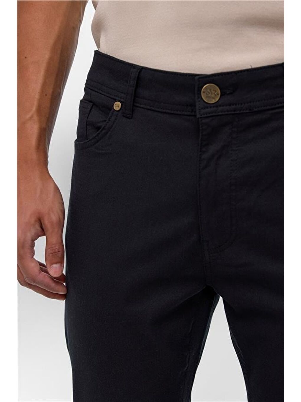 Siyah Slim 5 Cep Kalıp Armürlü Pantolon-3