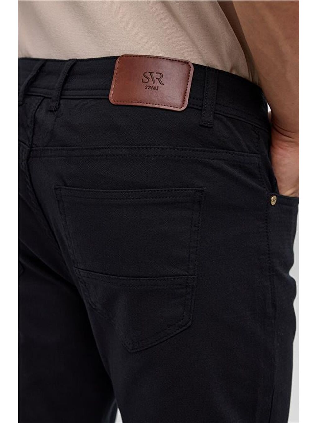 Siyah Slim 5 Cep Kalıp Armürlü Pantolon-5