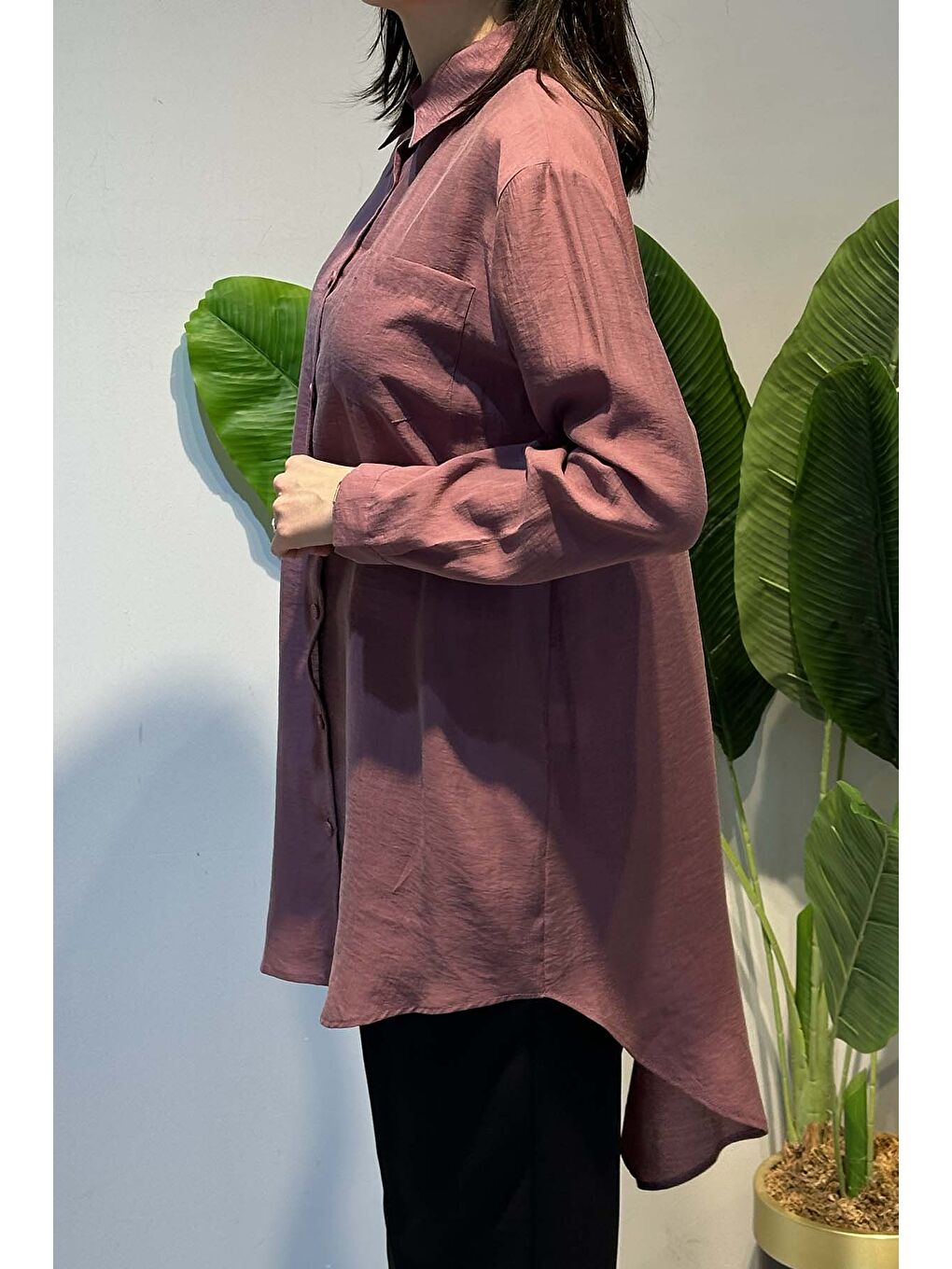 Lyocell Gömlek Tunik 4373 Mürdüm-2