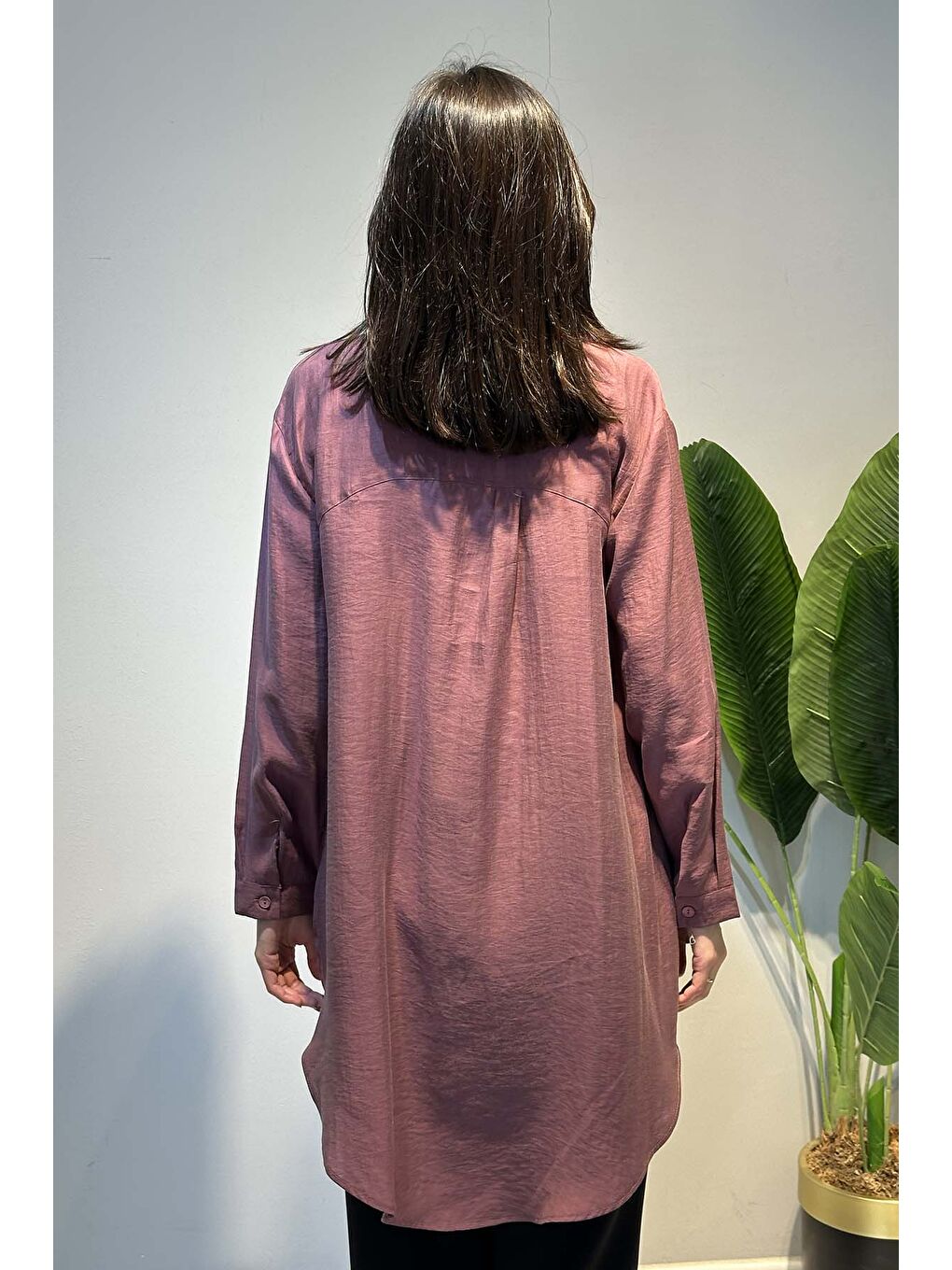 Lyocell Gömlek Tunik 4373 Mürdüm-3