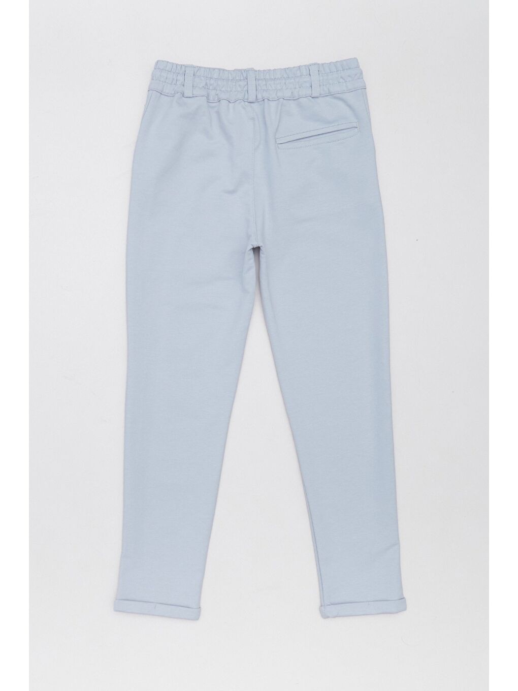 Gri Beli Lastikli Bağlamalı Duble Paça Erkek Çocuk Pantolon-1