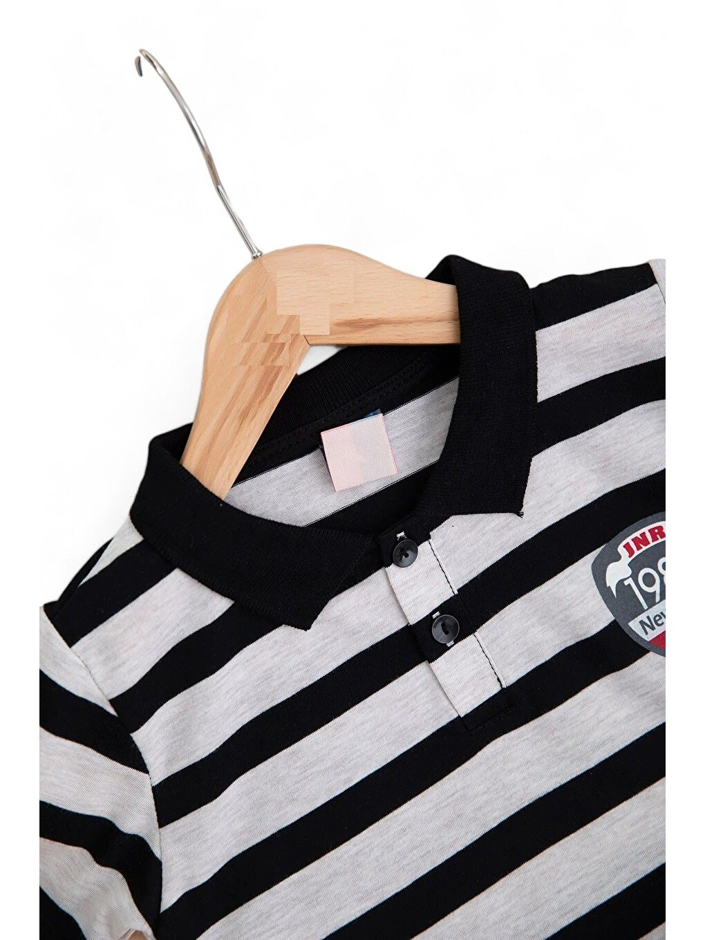 Siyah Erkek Çocuk Günlük Çizgili Polo Yakalı T-shirt Ve Şort Alt Üst Takımı-2