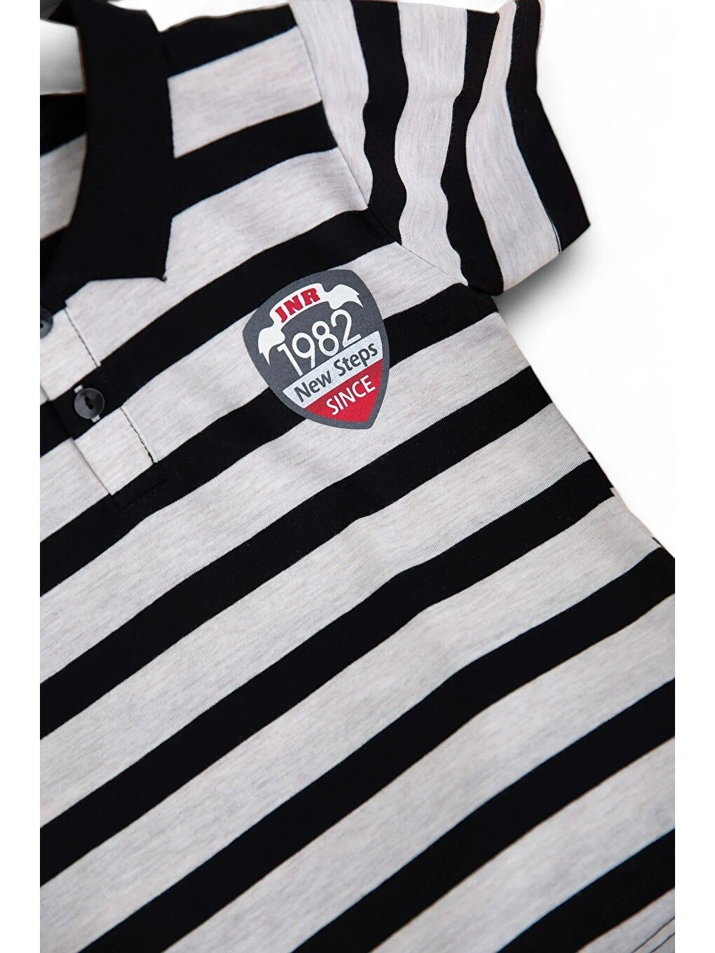 Siyah Erkek Çocuk Günlük Çizgili Polo Yakalı T-shirt Ve Şort Alt Üst Takımı-4