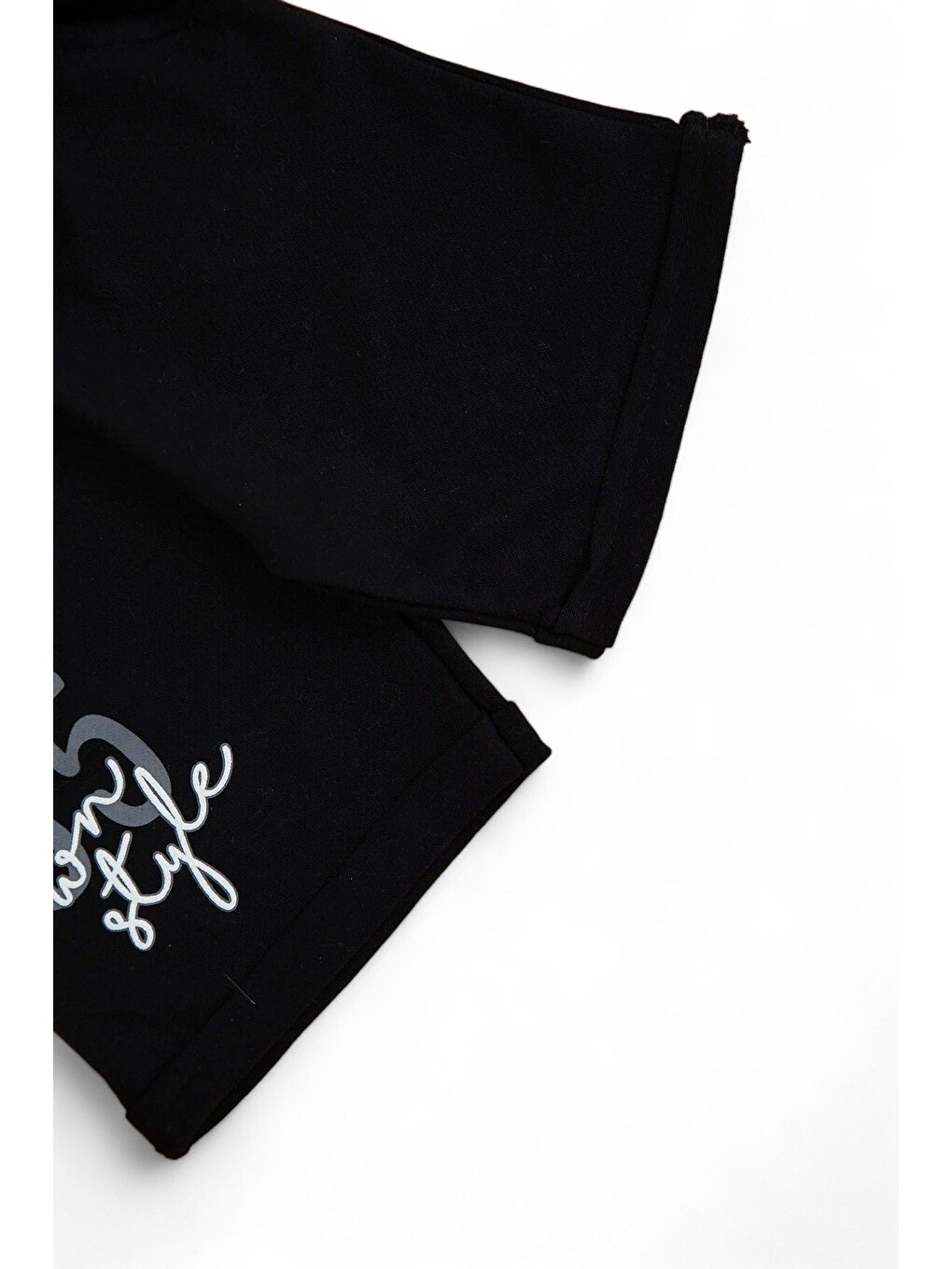 Siyah Erkek Çocuk Günlük Çizgili Polo Yakalı T-shirt Ve Şort Alt Üst Takımı-6