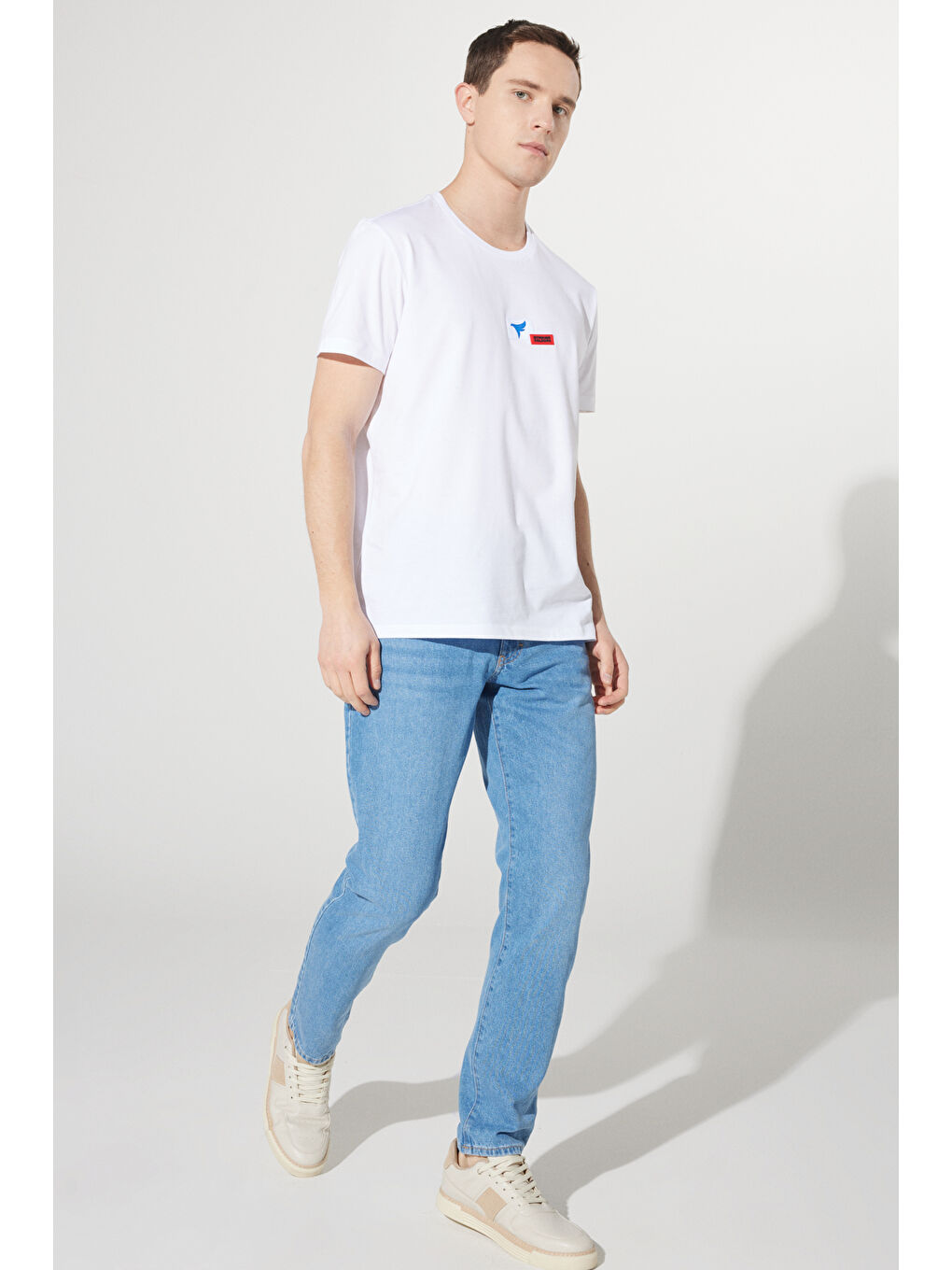 Erkek Açık Mavi Comfort Fit Geniş Kesim %100 Pamuk Denim Jean Pantolon-1