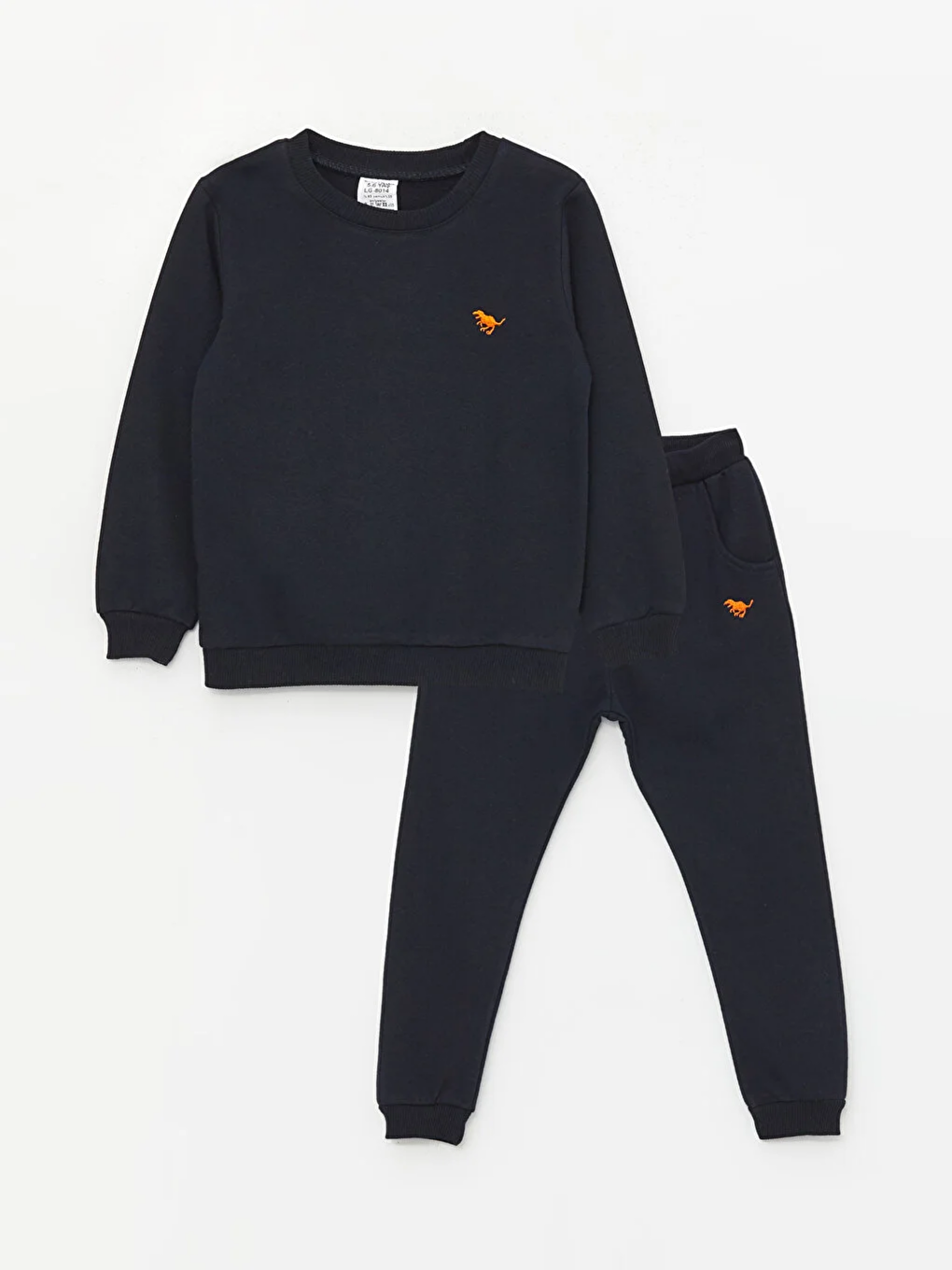 Lacivert Bisiklet Yaka Baskılı Erkek Bebek Sweatshirt ve Eşofman Alt 2'li