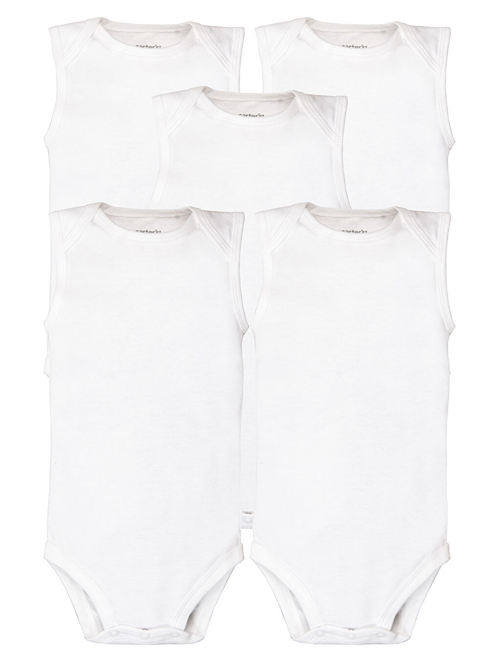 Karışık Bebek Kolsuz Body Set 5'li Paket Beyaz