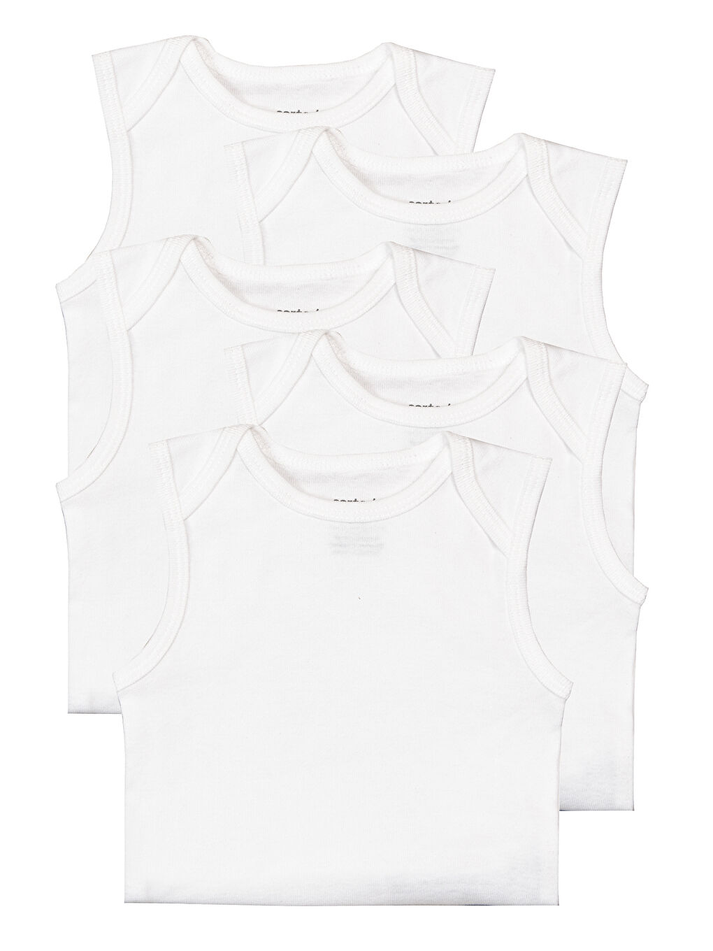Karışık Bebek Kolsuz Body Set 5'li Paket Beyaz-1