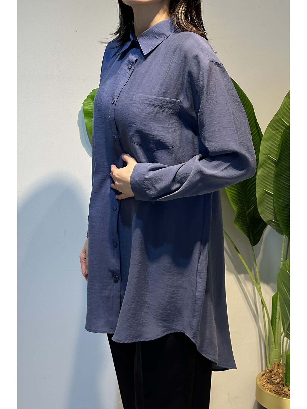 Lyocell Gömlek Tunik 4373 İndigo-2