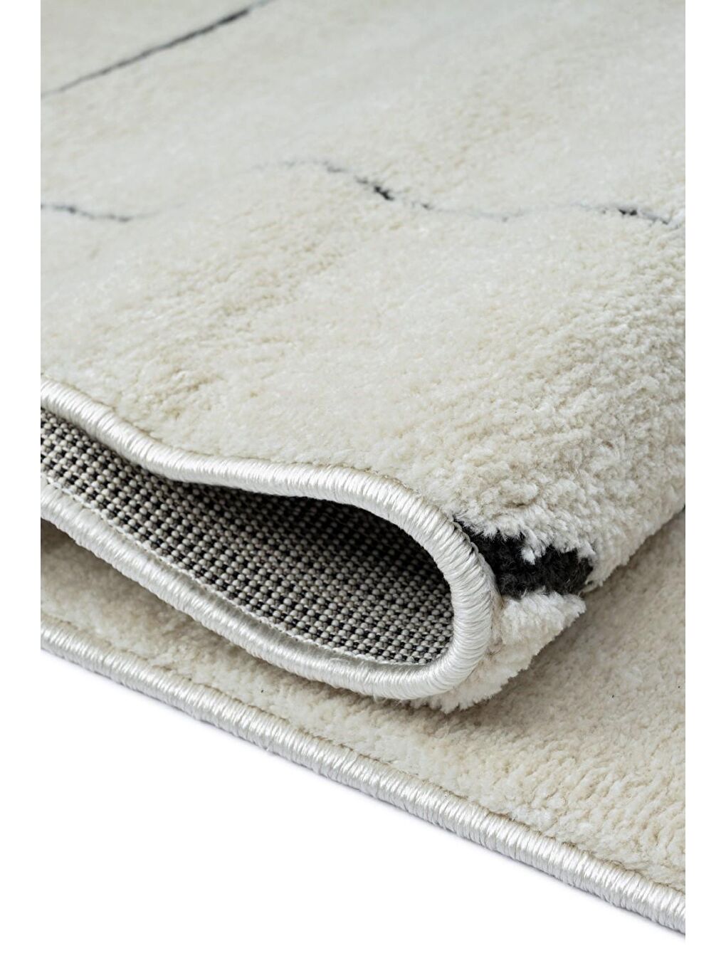 Ekru Jung 7183 Modern Dokuma Yumuşak Post Shaggy Halı-80x300 cm-2