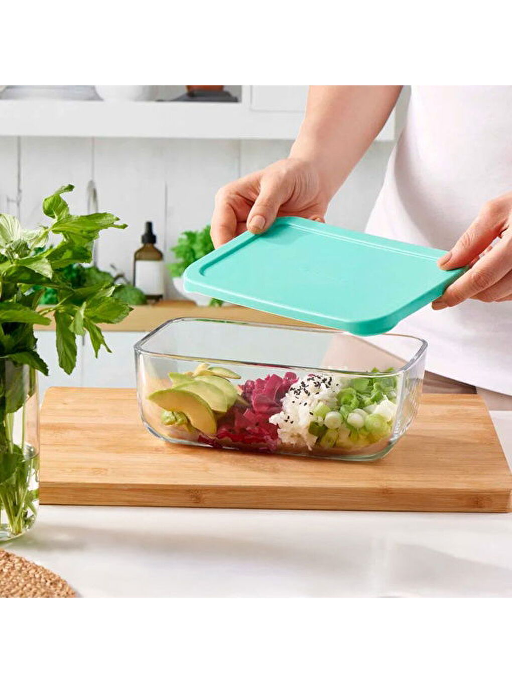 Karışık Snow Box Saklama Kabı - Şeffaf / Yeşil - 790 ml