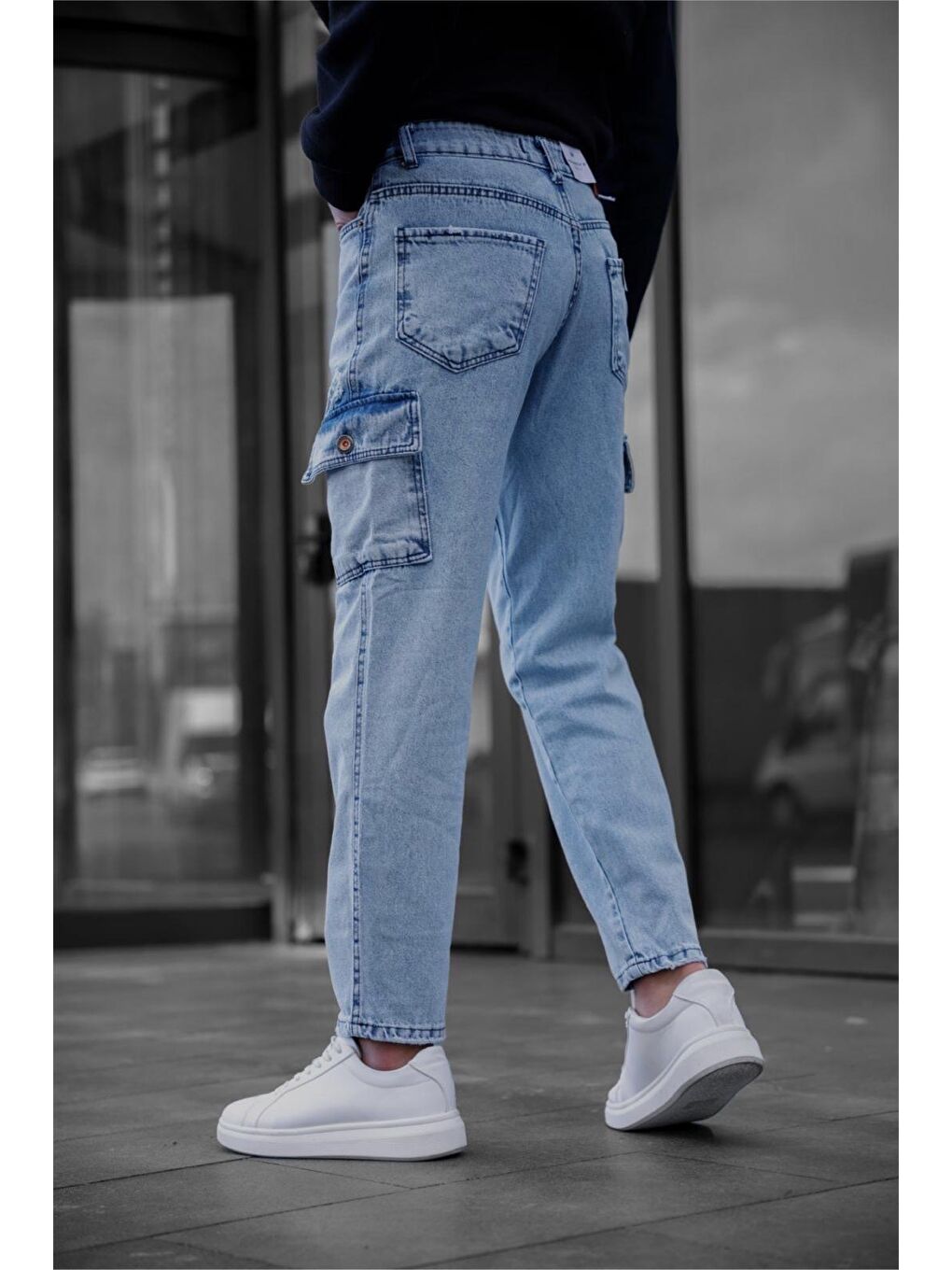 Mavi Prf 011 Yıpratmalı Komando Baggy Fit Jean Kargo Pantolon-4