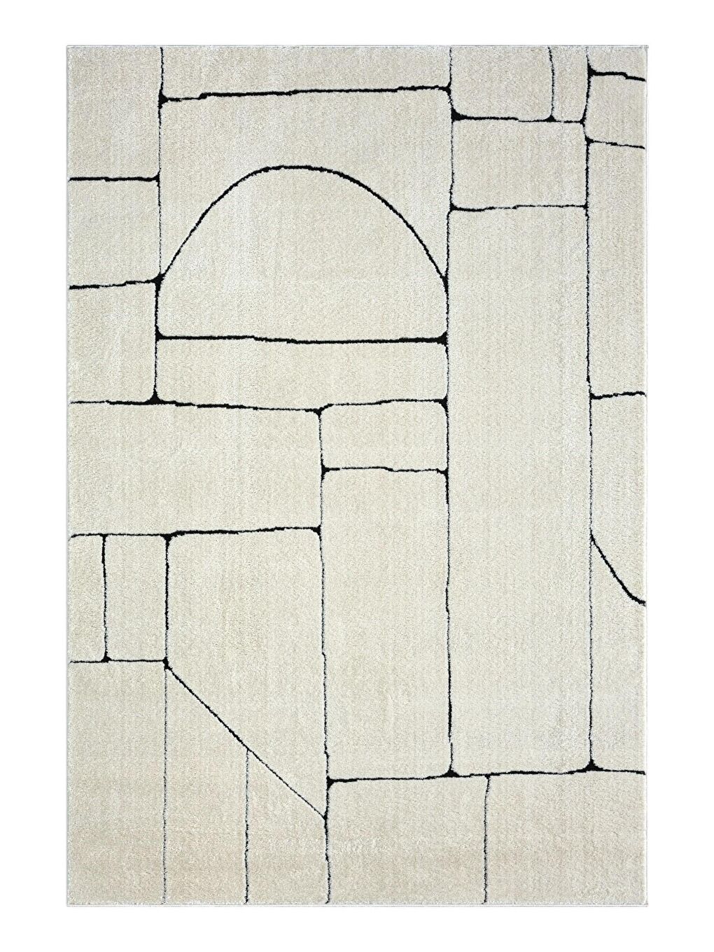 Ekru Jung 7183 Modern Dokuma Yumuşak Post Shaggy Halı-80x300 cm-4