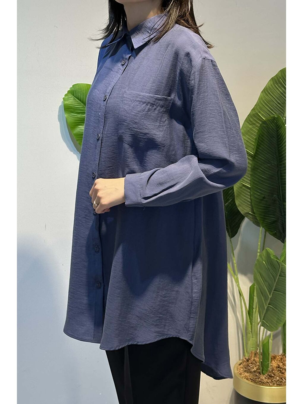 Lyocell Gömlek Tunik 4373 İndigo-4