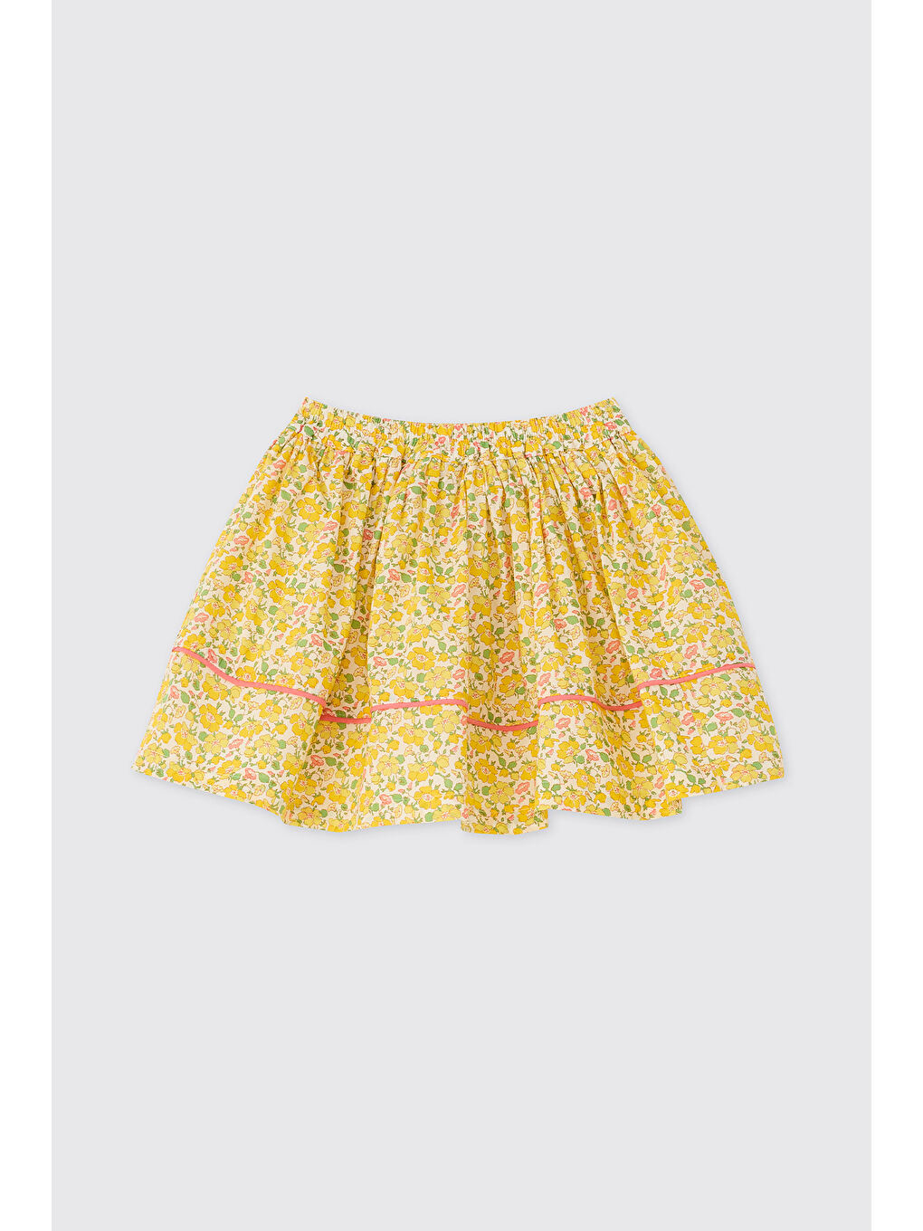 Sarı Liberty Kumaş Çiçek Desenli Kız Bebek Etek-1