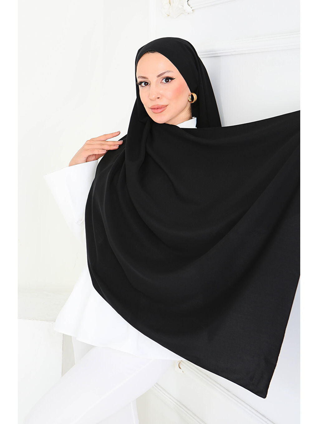 Medine İpeği Şal Siyah - 27852-SIYAH-2