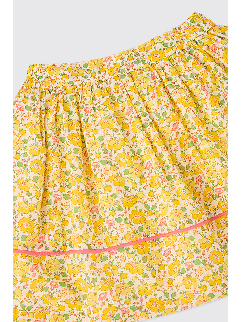 Sarı Liberty Kumaş Çiçek Desenli Kız Bebek Etek-2
