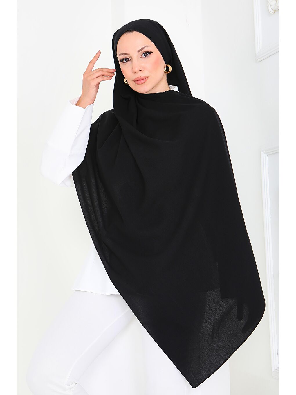 Medine İpeği Şal Siyah - 27852-SIYAH-3