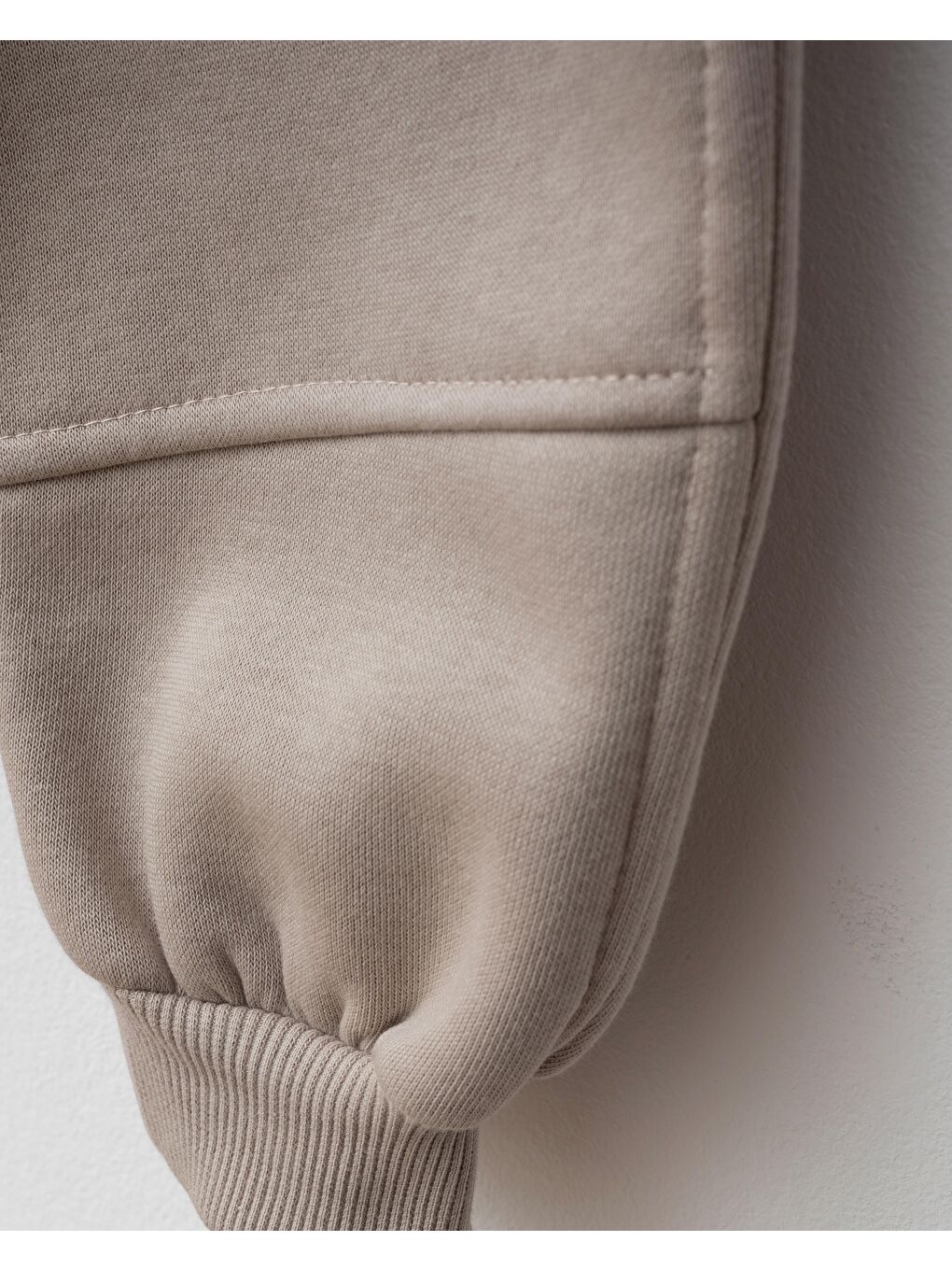 Erkek Bebek Pamuklu Bej Düğme Detaylı Sweatshirt Eşofman Takımı - Rahat Günlük Giyim-2