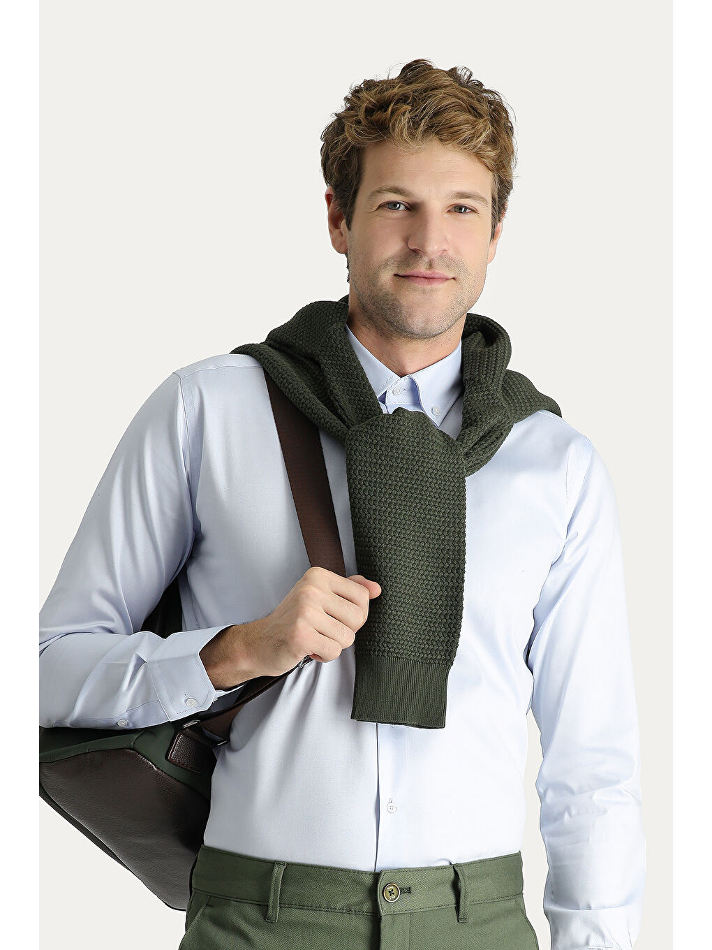 Mavi Uzun Kol Slim Fit Dar Kesim Non Iron Oxford Pamuklu Gömlek-1