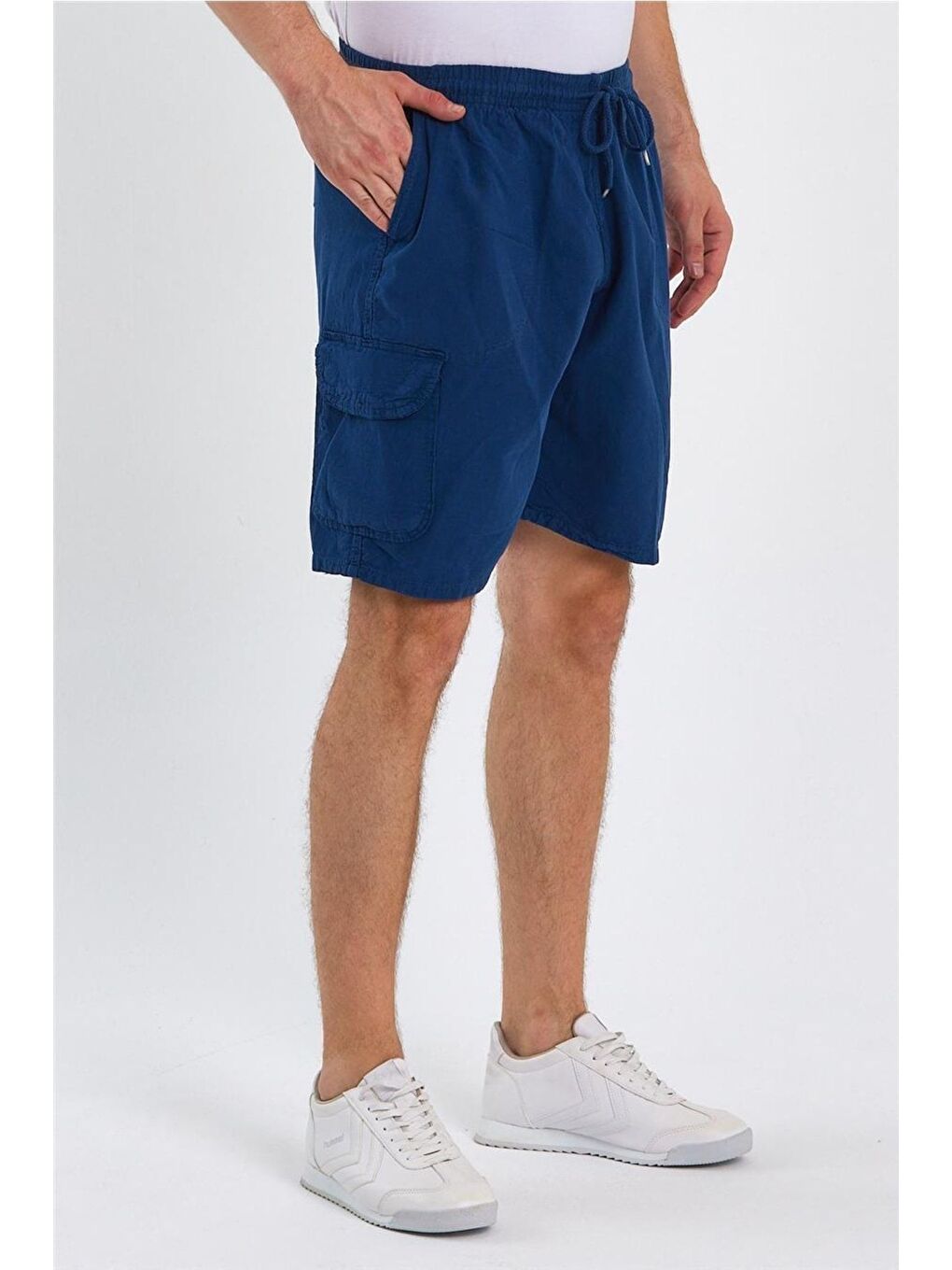 İndigo Erkek Indigo Kargo Cepli Regular Bağcıklı Keten Şort crepesrt01r04s-2