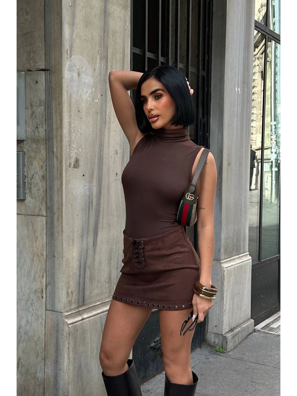 Kahverengi Kadın Kahve Süet Etek 1026-1773-3