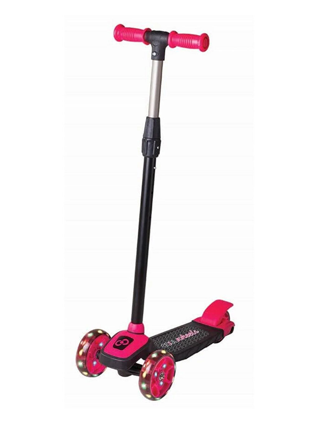 Twist Led Işıklı 3 Tekerlekli Yükseklik Ayarlı Scooter - Fuşya-1